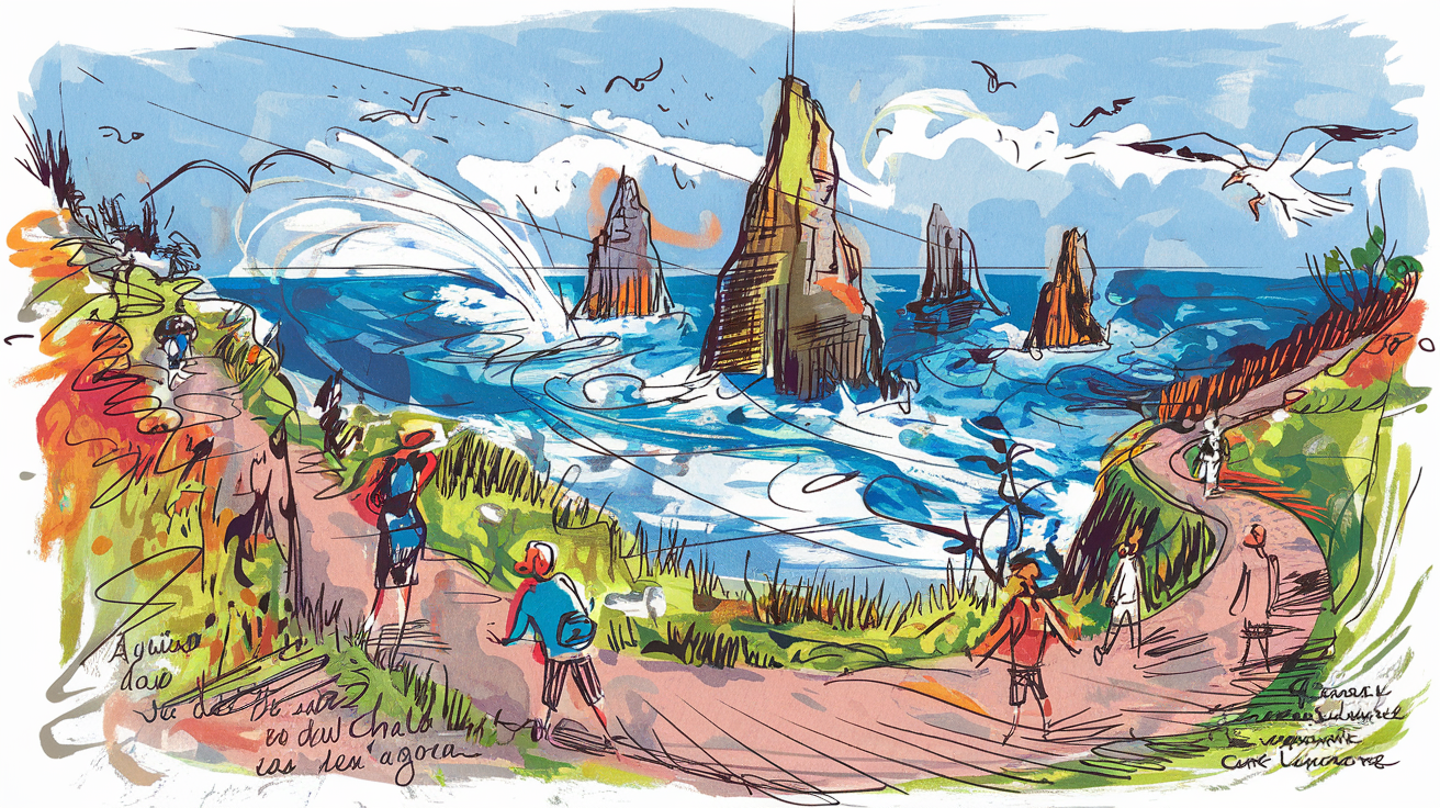 Aiguilles de Port-Coton Belle-Ile aquarelle carnet voyage