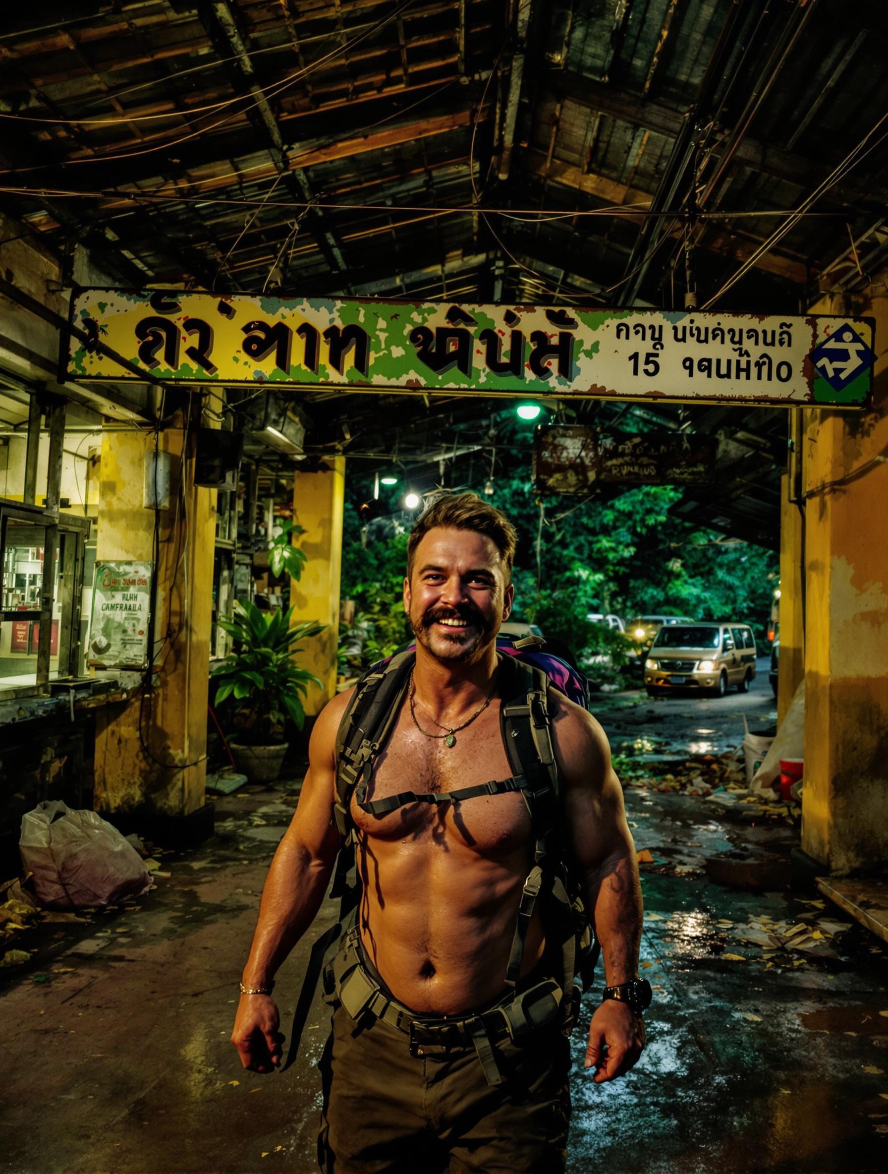 Aventurier arrivant à la gare de Surat Thani sous une nuée de moustiques.