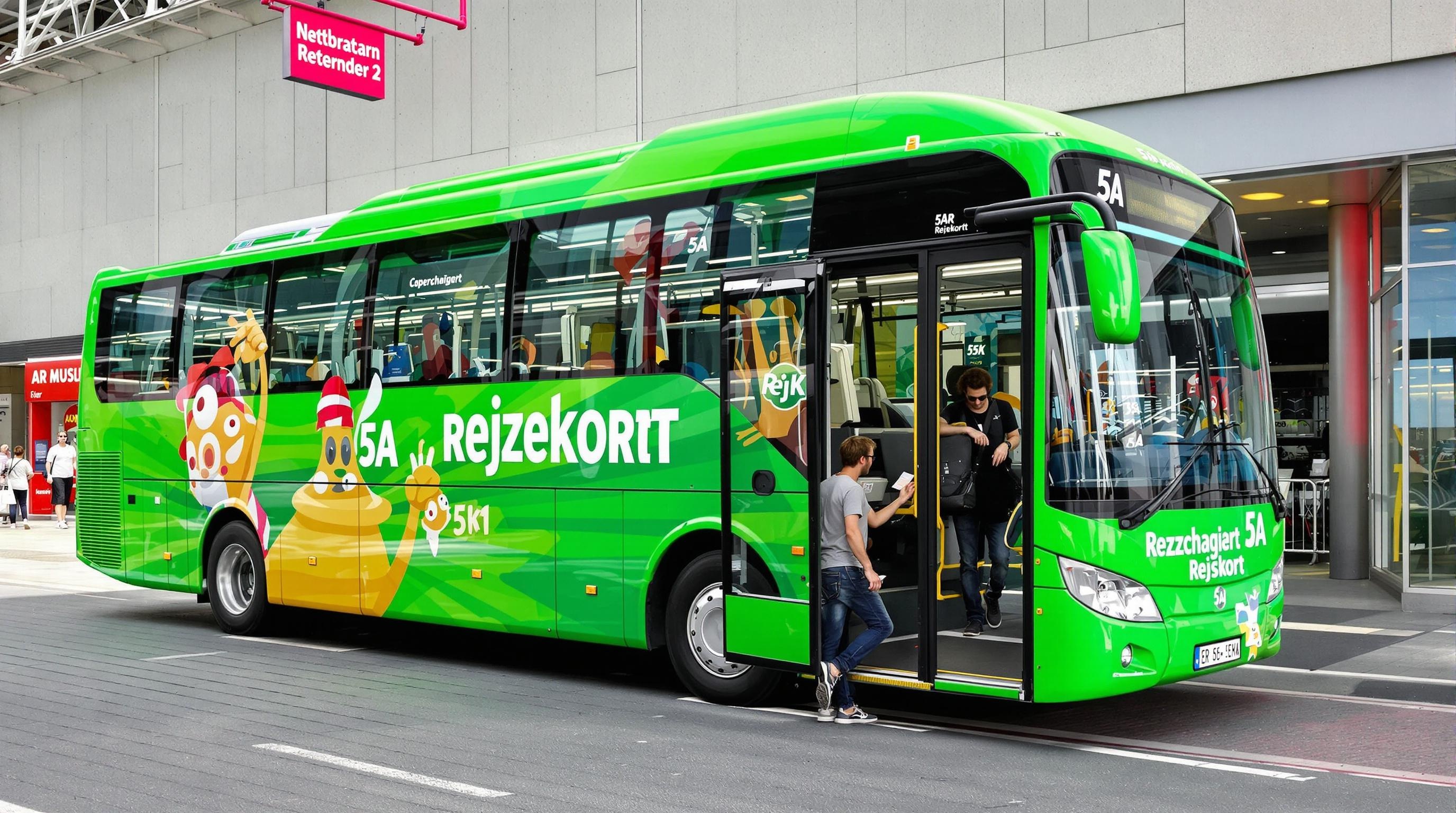 Bus de la ligne 5A à l'aéroport de Copenhague avec une carte Rejsekort