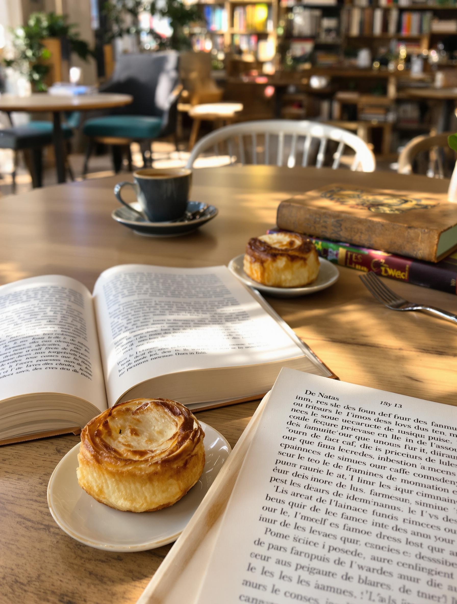 café littéraire pastel nata livre ouvert coziness
