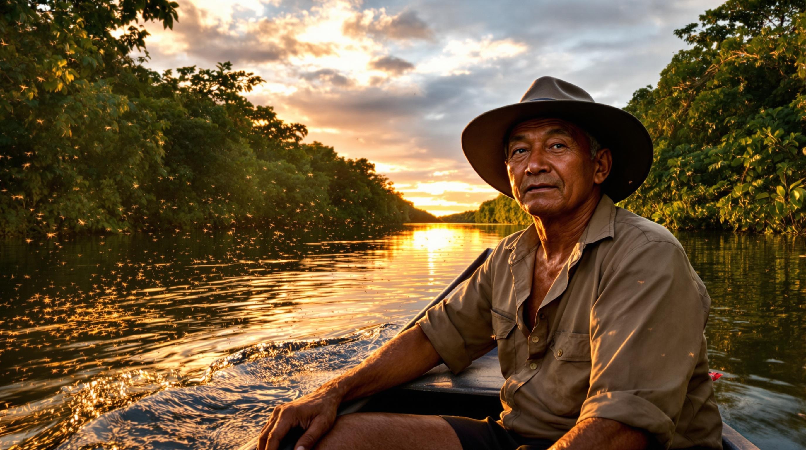 Canoë sur la rivière Sok au crépuscule