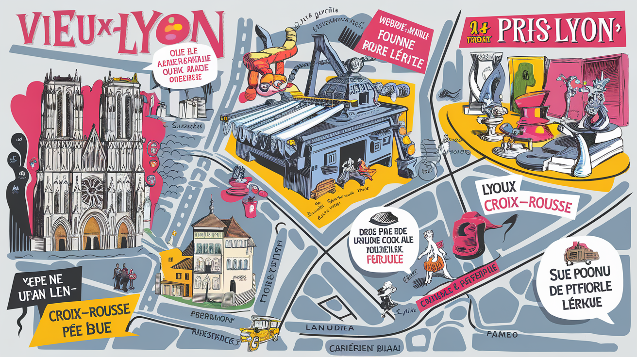 Carte des quartiers historiques de Lyon