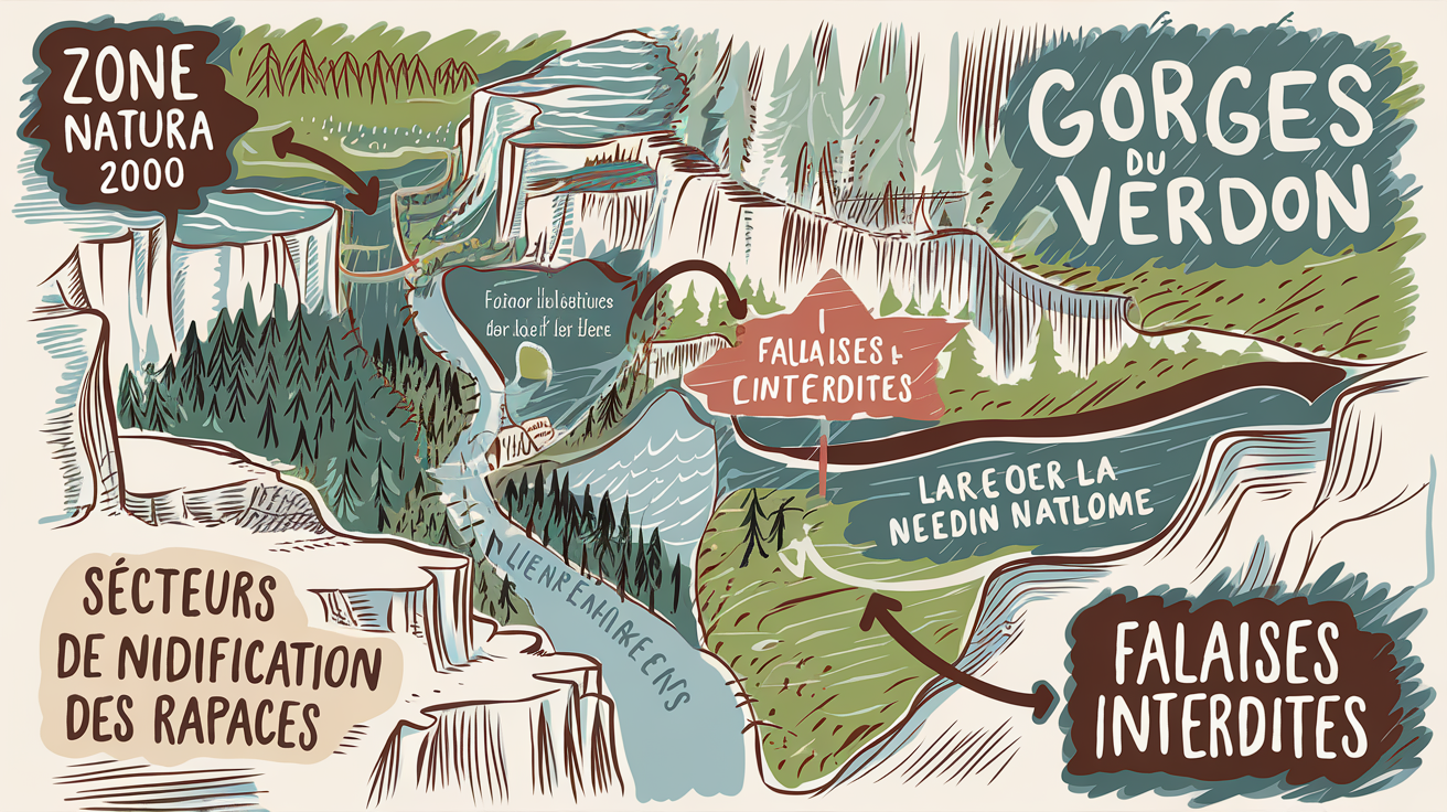 Carte zones natura 2000 gorges verdon rapaces interdictio