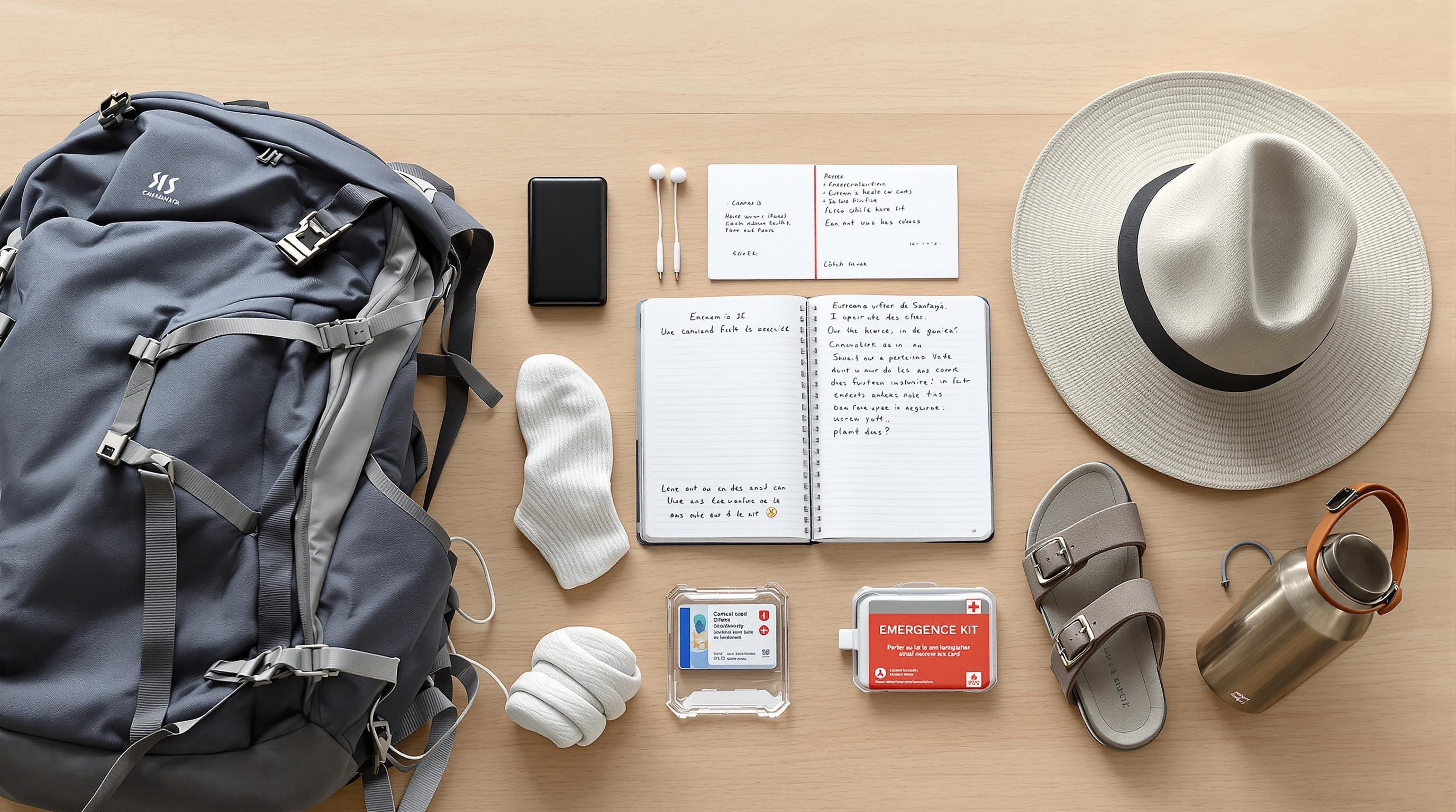Checklist Camino dernière minute sac papiers batterie carnet
