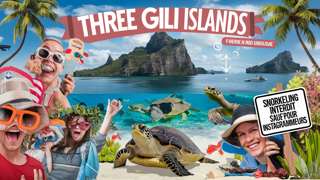 Touristes et tortues aux îles Gili