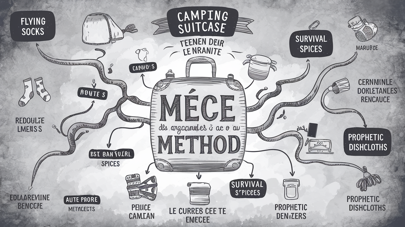 Diagramme organisationnel MECE pour préparer une valise de camping