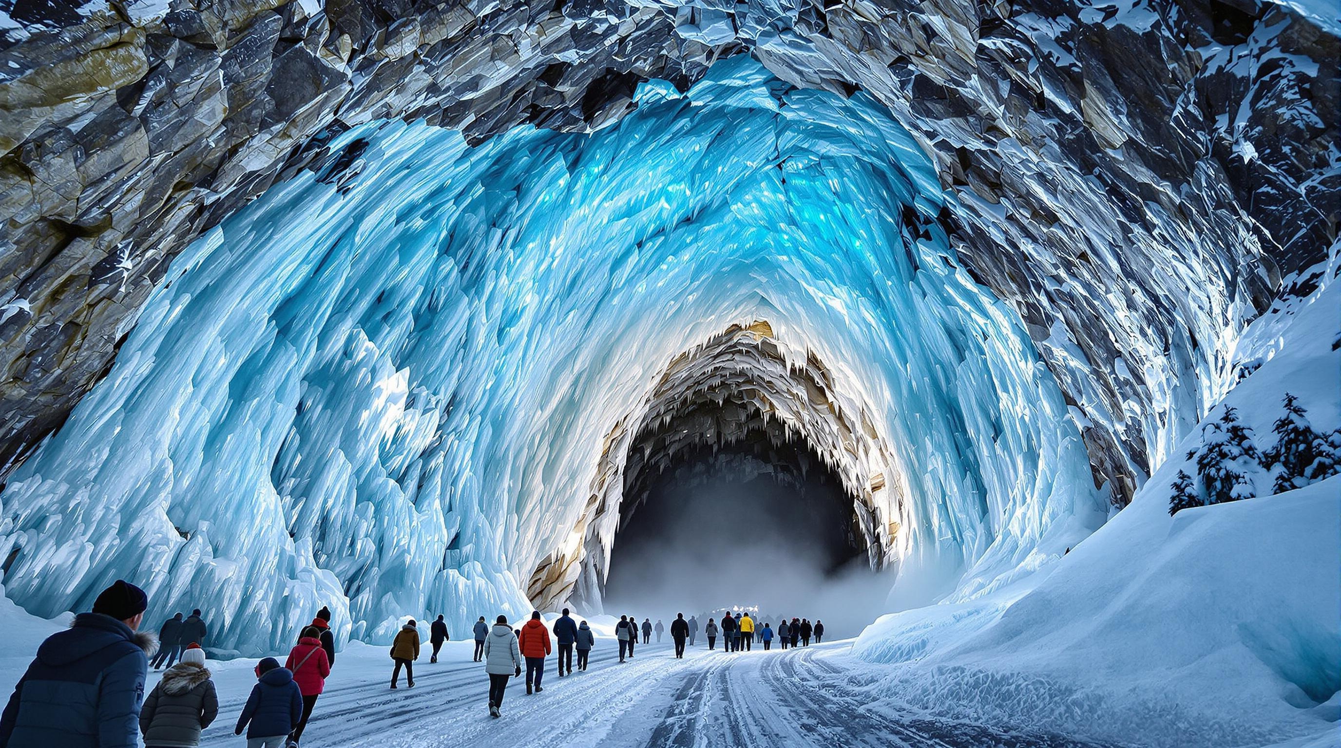Entrée monumentale de la grotte de glace Eisriesenwelt près de Werfen.
