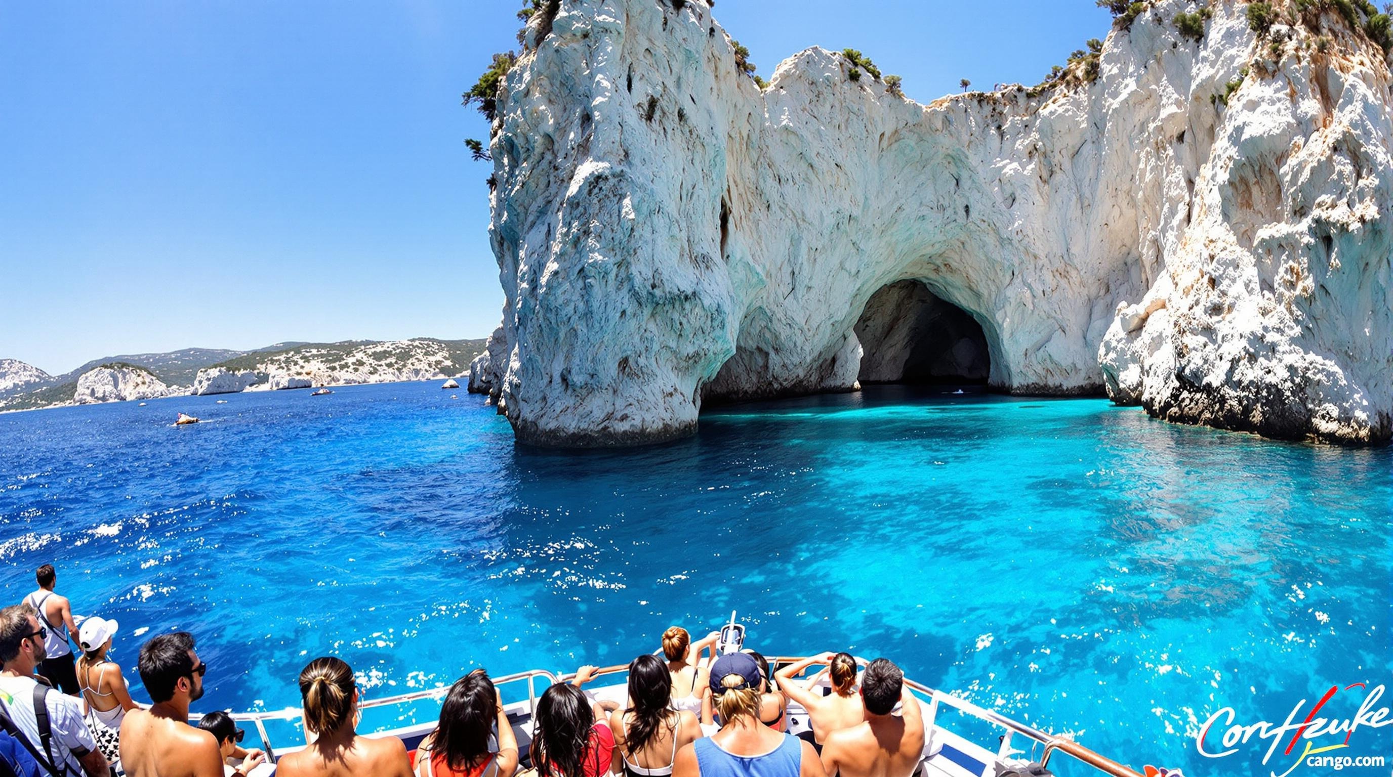 Excursion en bateau Paxos Antipaxos eau cristalline grottes bleues caillou mythique
