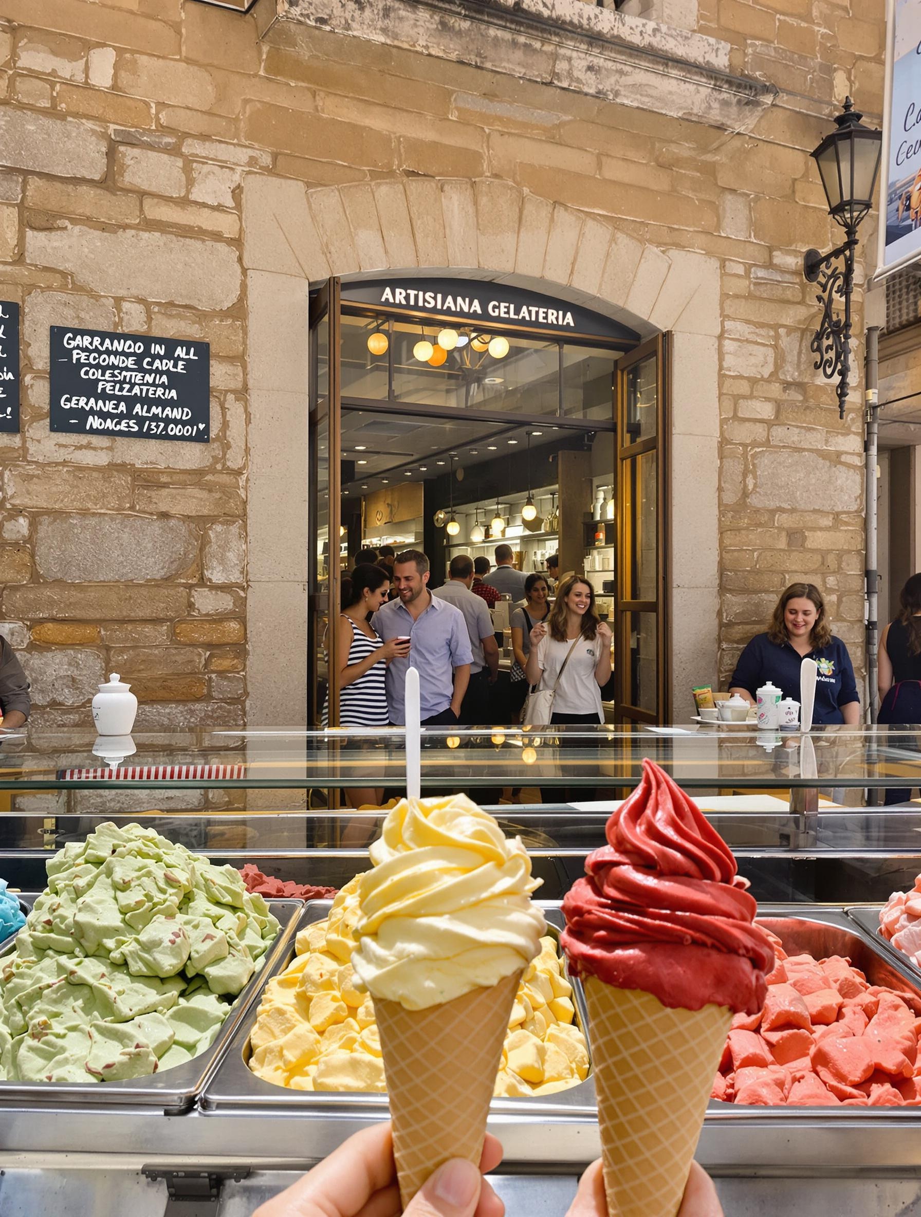 Gelateria artisanale à Syracuse glaces pistache citron amande grenat