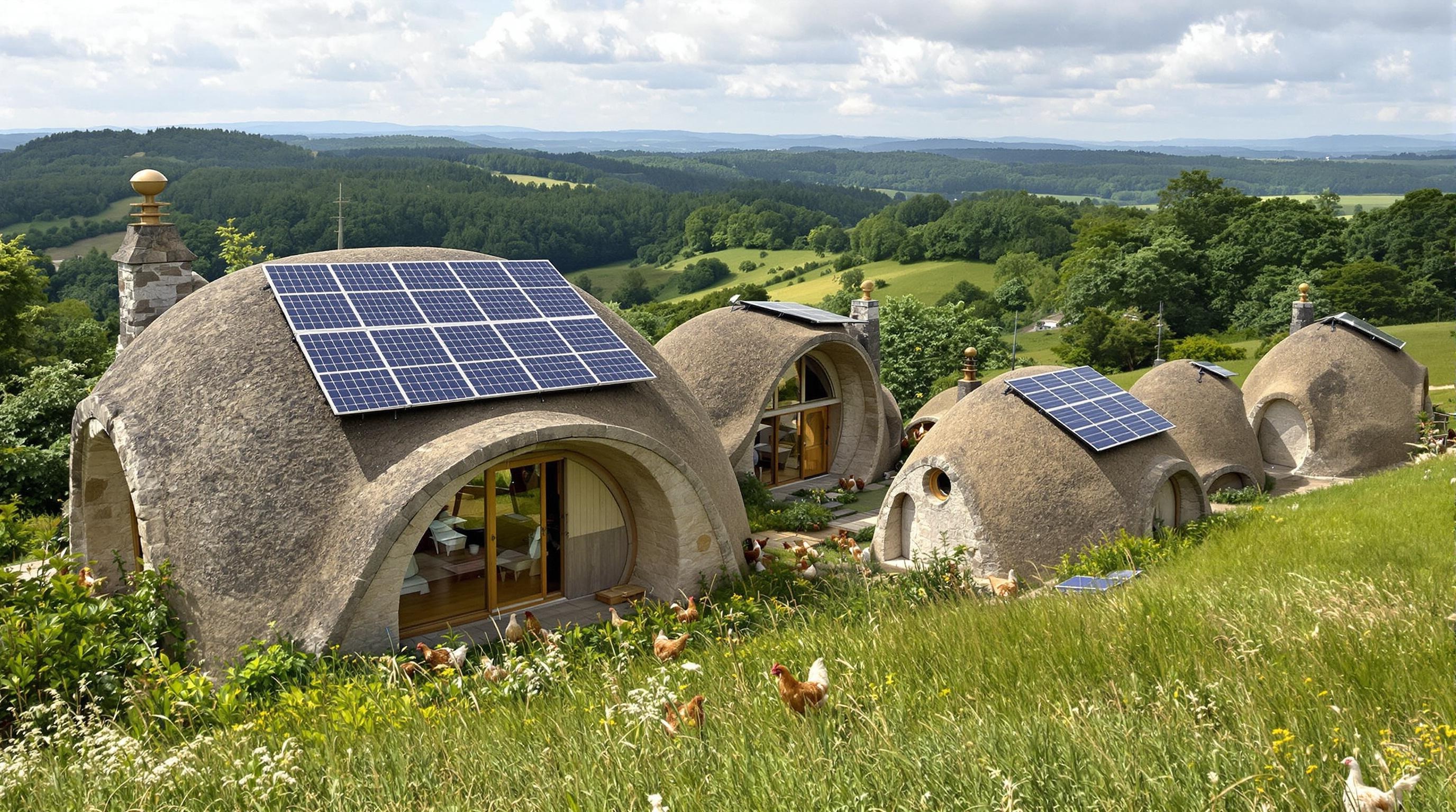 Ferme-écolieu Lammas au Pays de Galles, bâtiments en terre et panneaux solaires