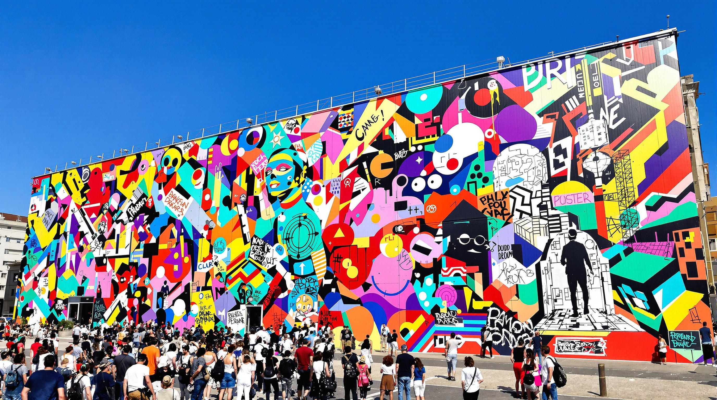 Street art monumental dans le centre-ville de Sète