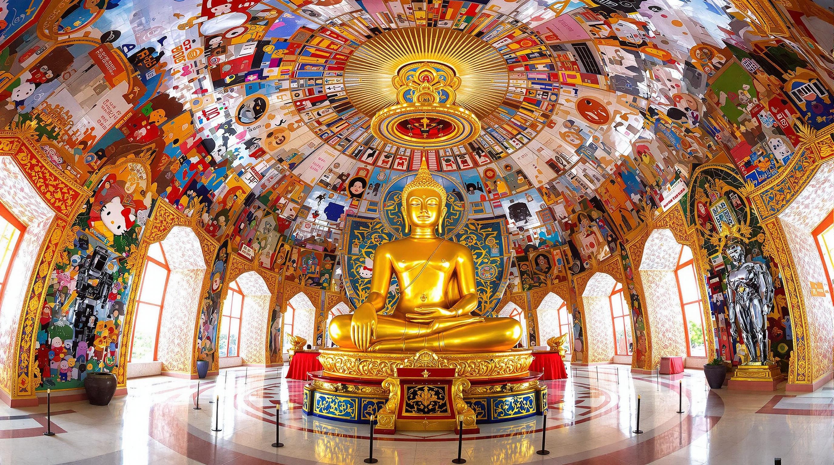 Fresques pop-culture de l'Ubosot au Wat Rong Khun