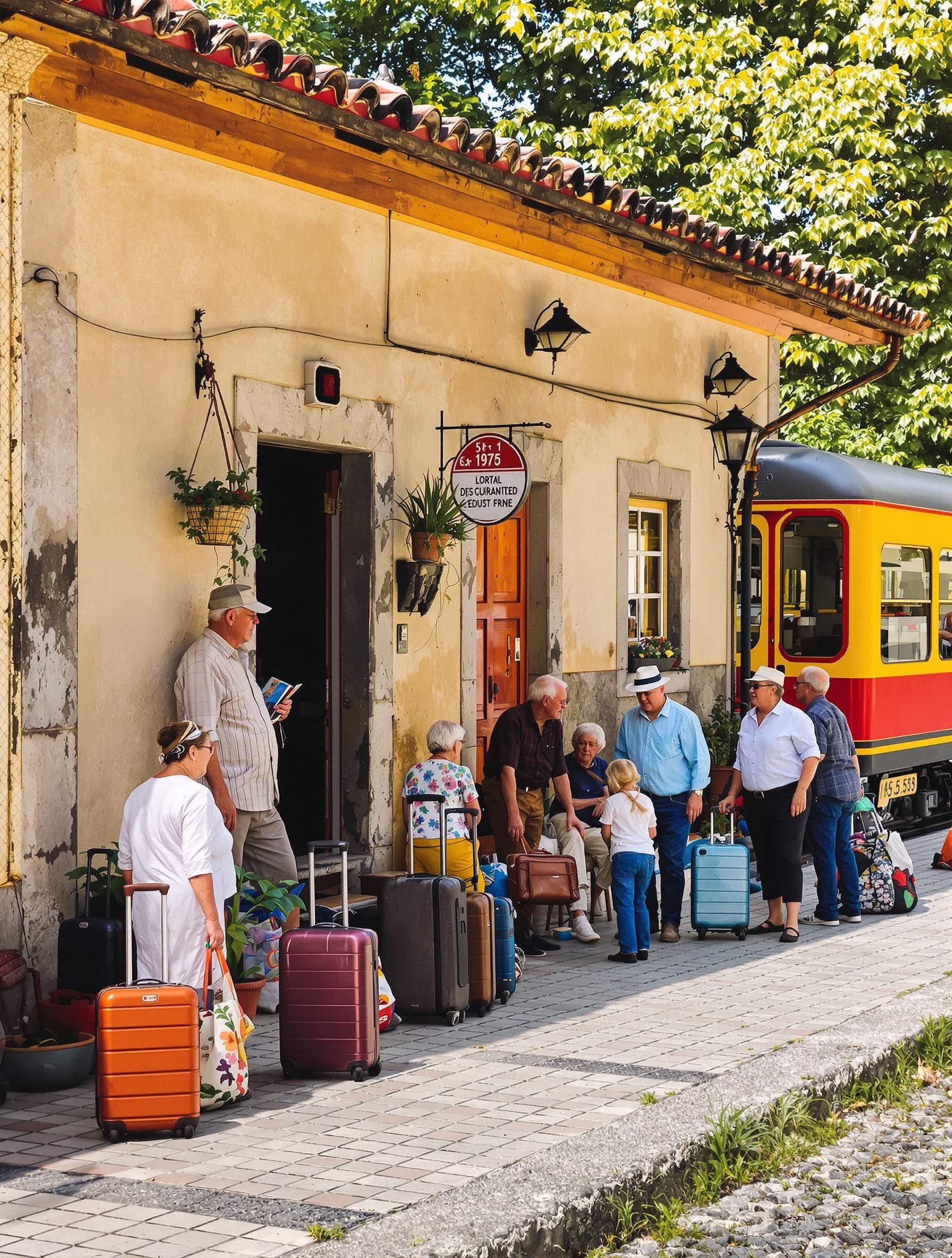 Gare d’un village desservie par un train régional au Portugal
