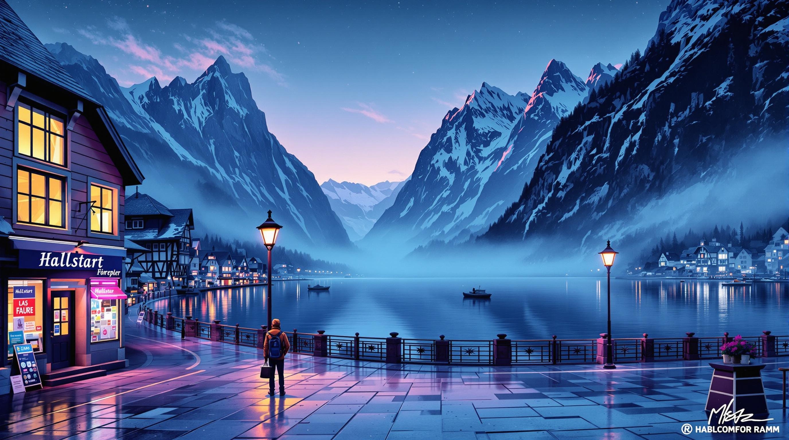 Hallstatt avant l’aube, boutiques closes et silence sur le lac