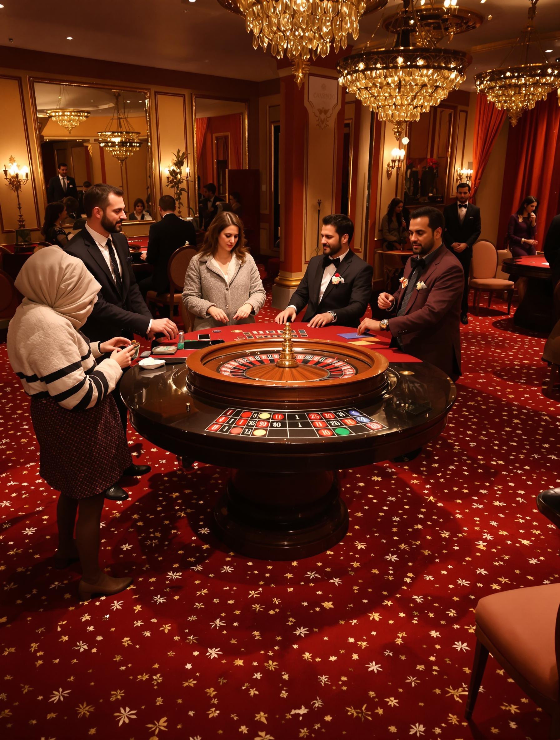 Casino de Barbazan avec intérieur feutré et joueurs à la roulette.