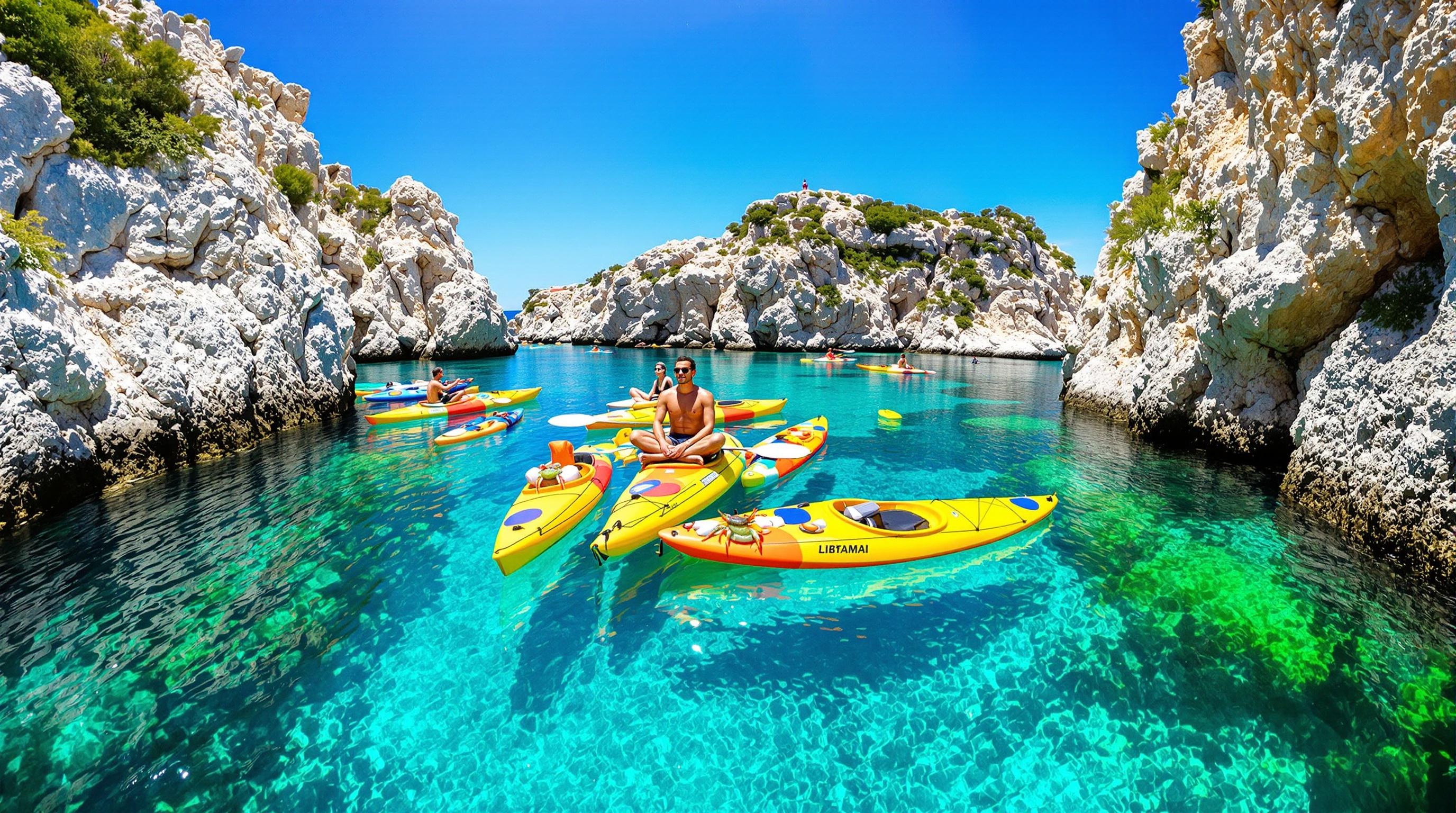 Kayak sur les eaux cristallines de Ksamil