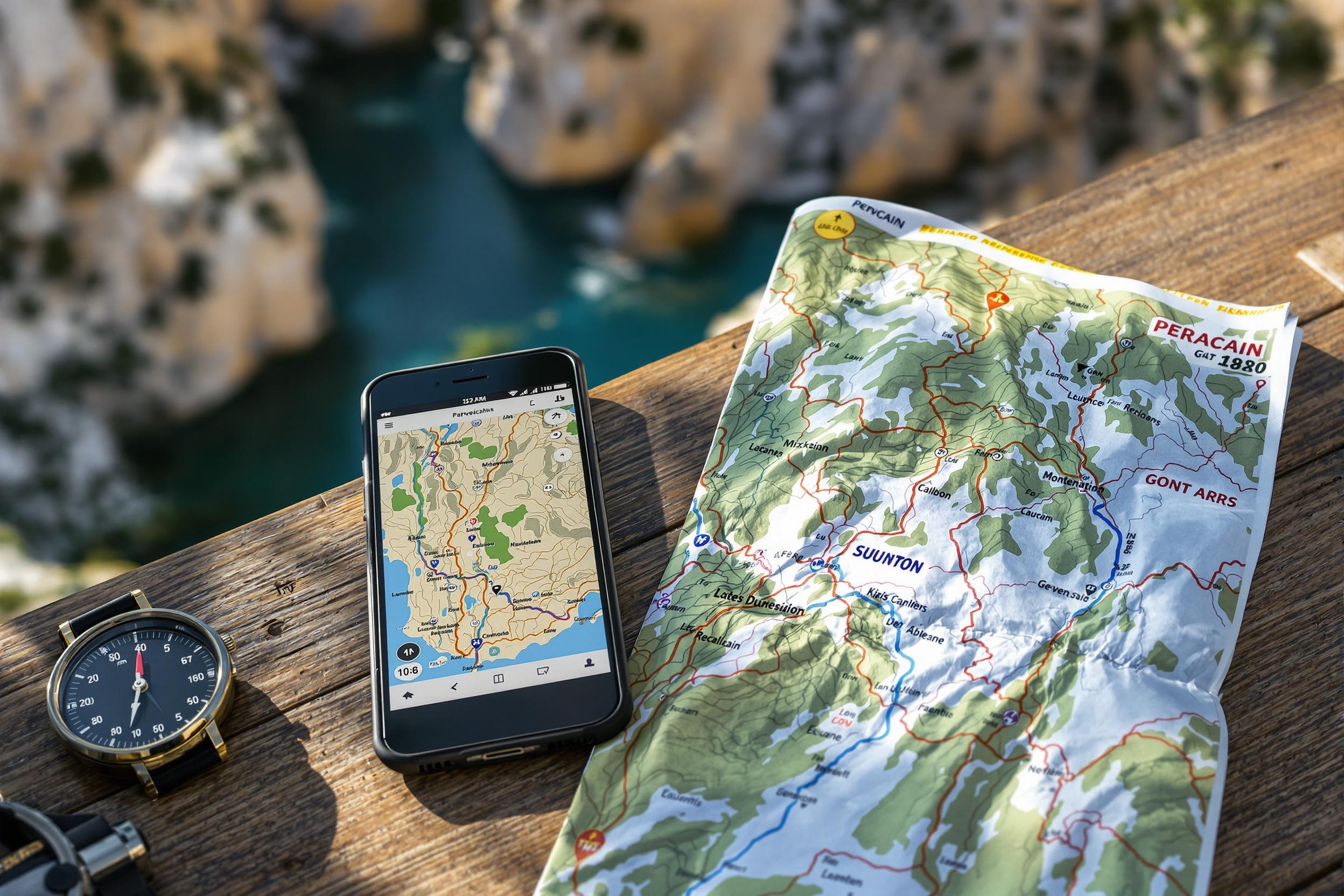 kit cartographique randonnée provence smartphone carte IGN boussole altimètre gorges verdon