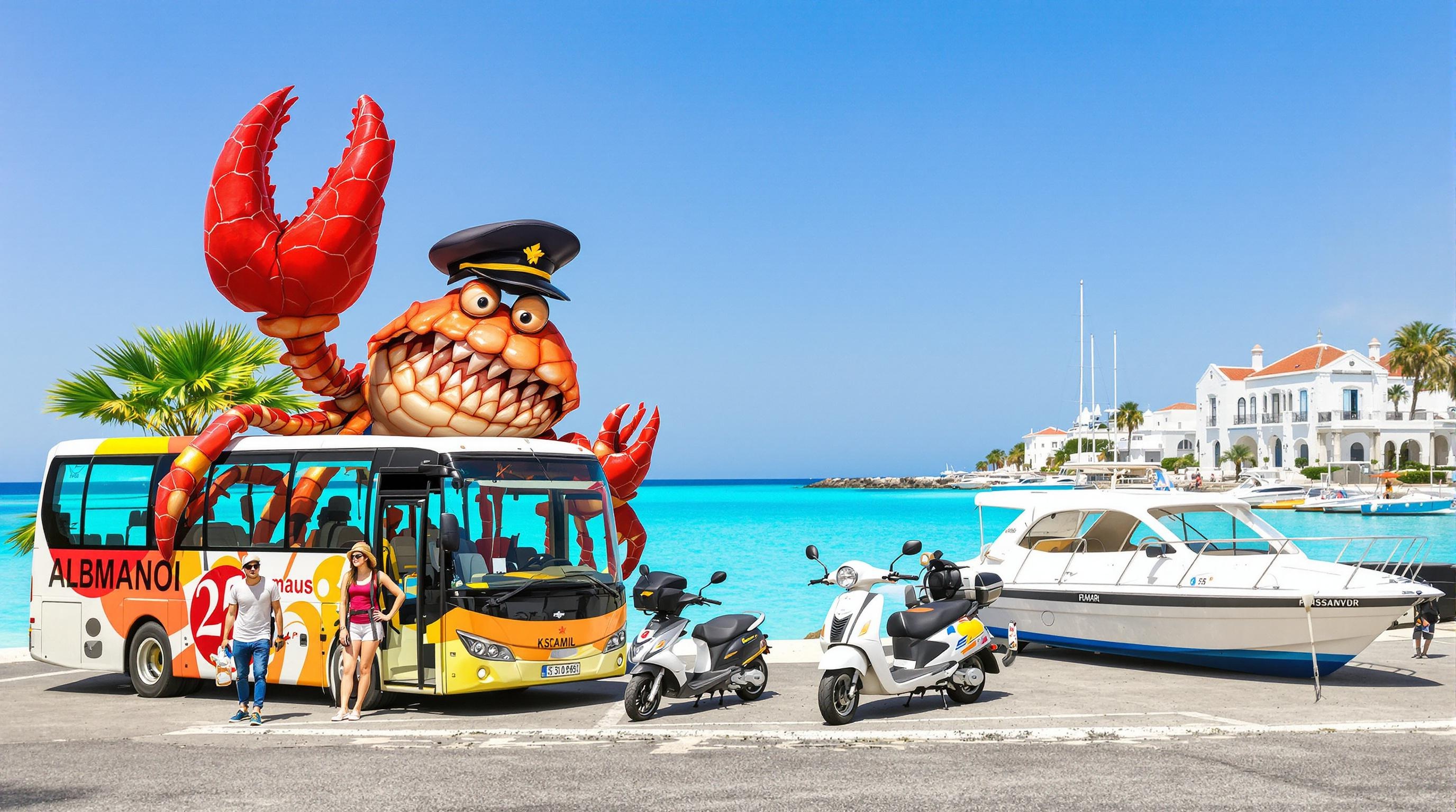 Bus et scooter à Ksamil