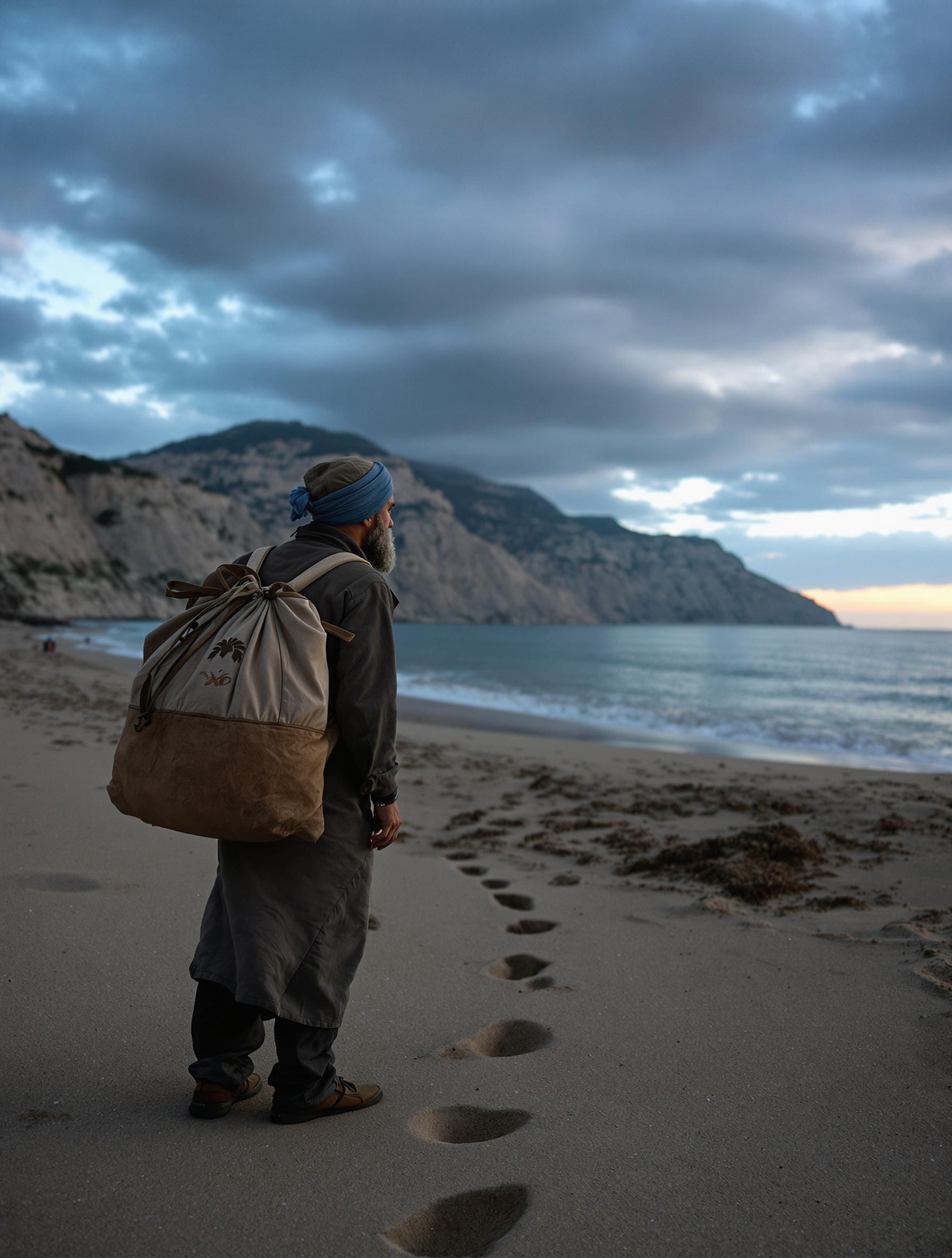 Trace de pas sur le sable à Himare et Dhermi