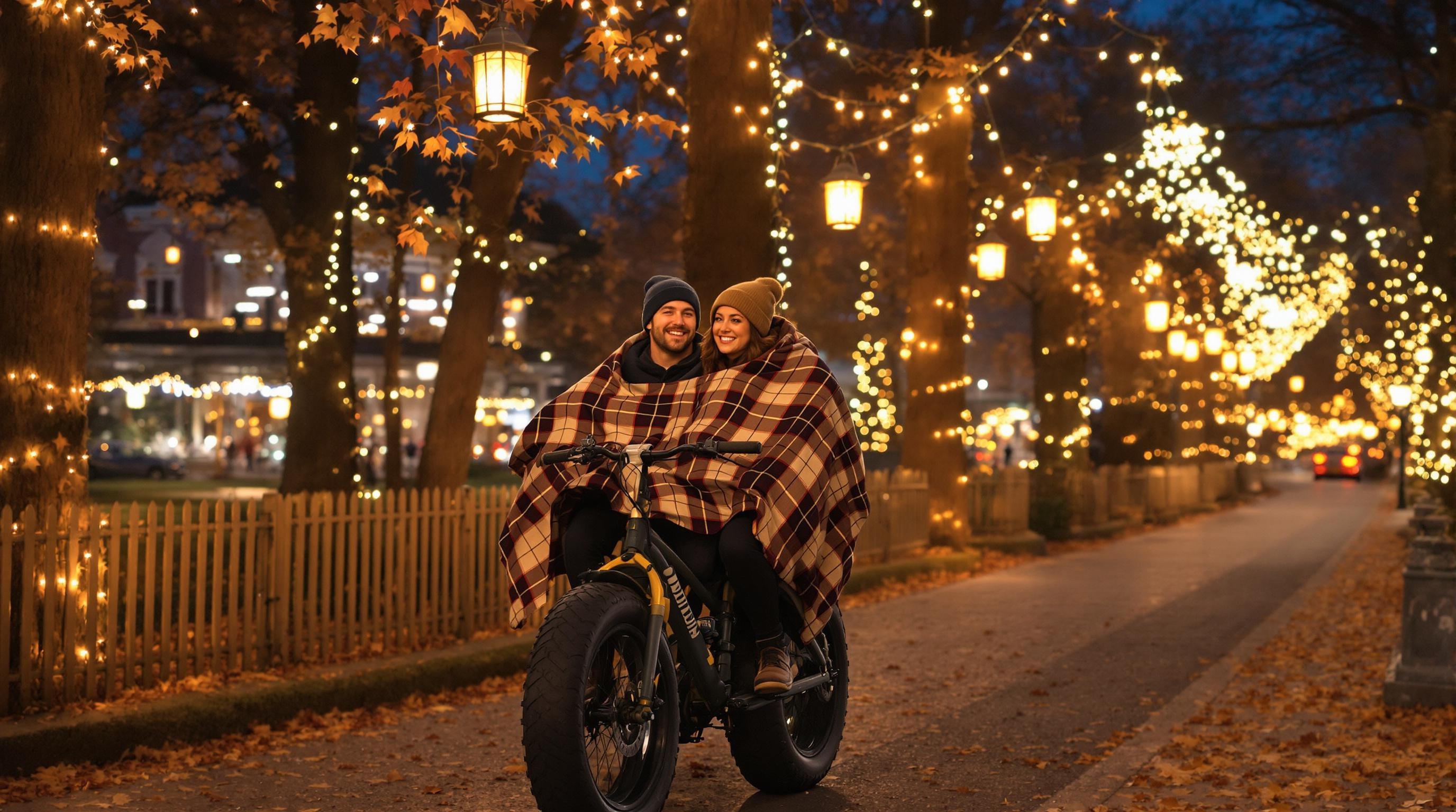 Fat Bike Tivoli promenade nocturne sous lampions – ambiance hygge et nordique