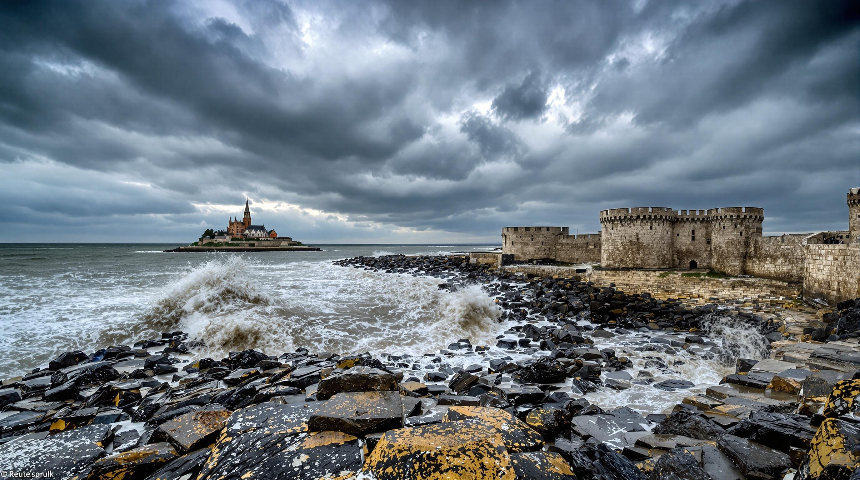 Remparts de Saint-Malo à marée haute avec le Fort National