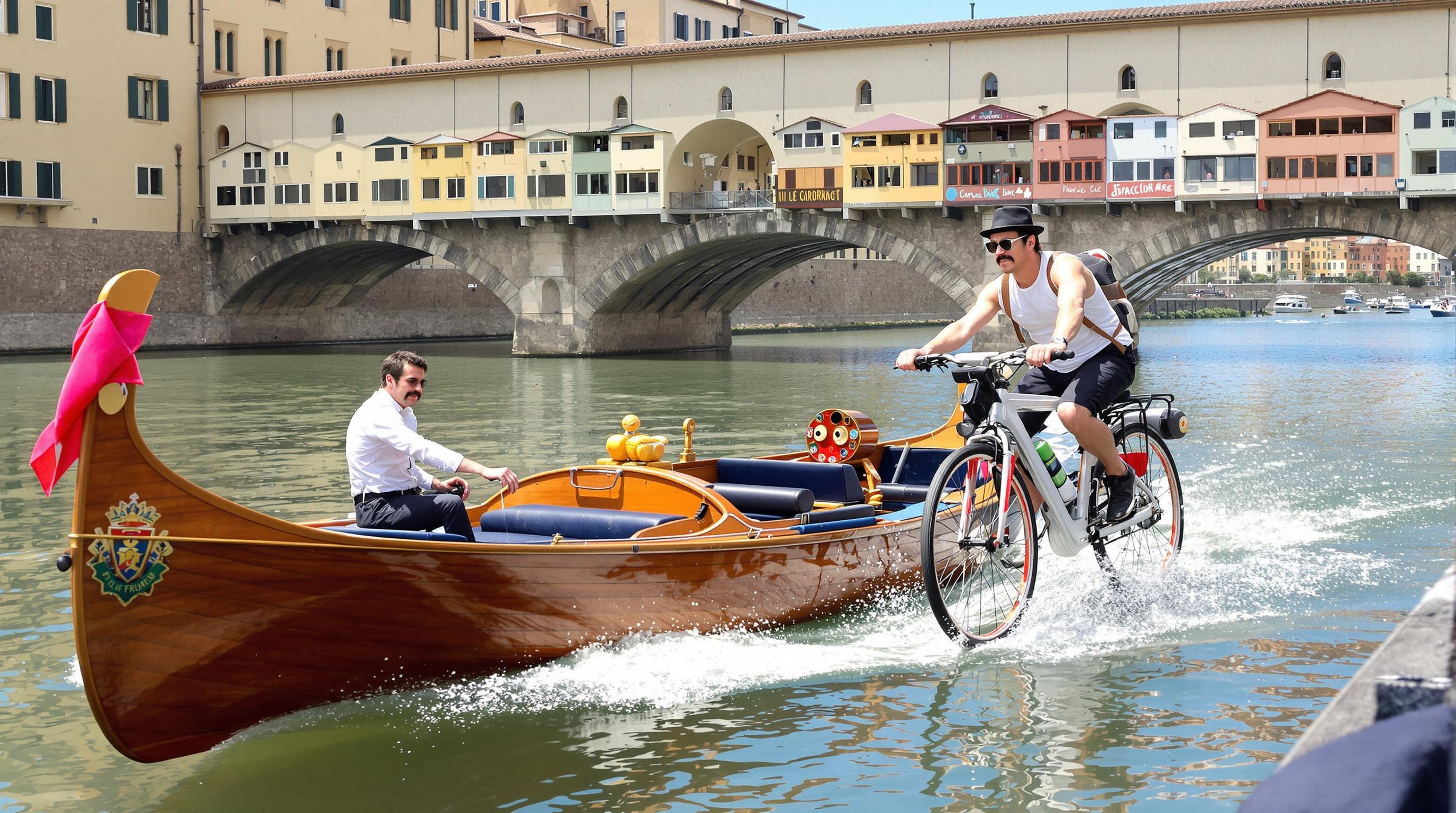 Course entre renaiolo et vélo électrique sur l'Arno