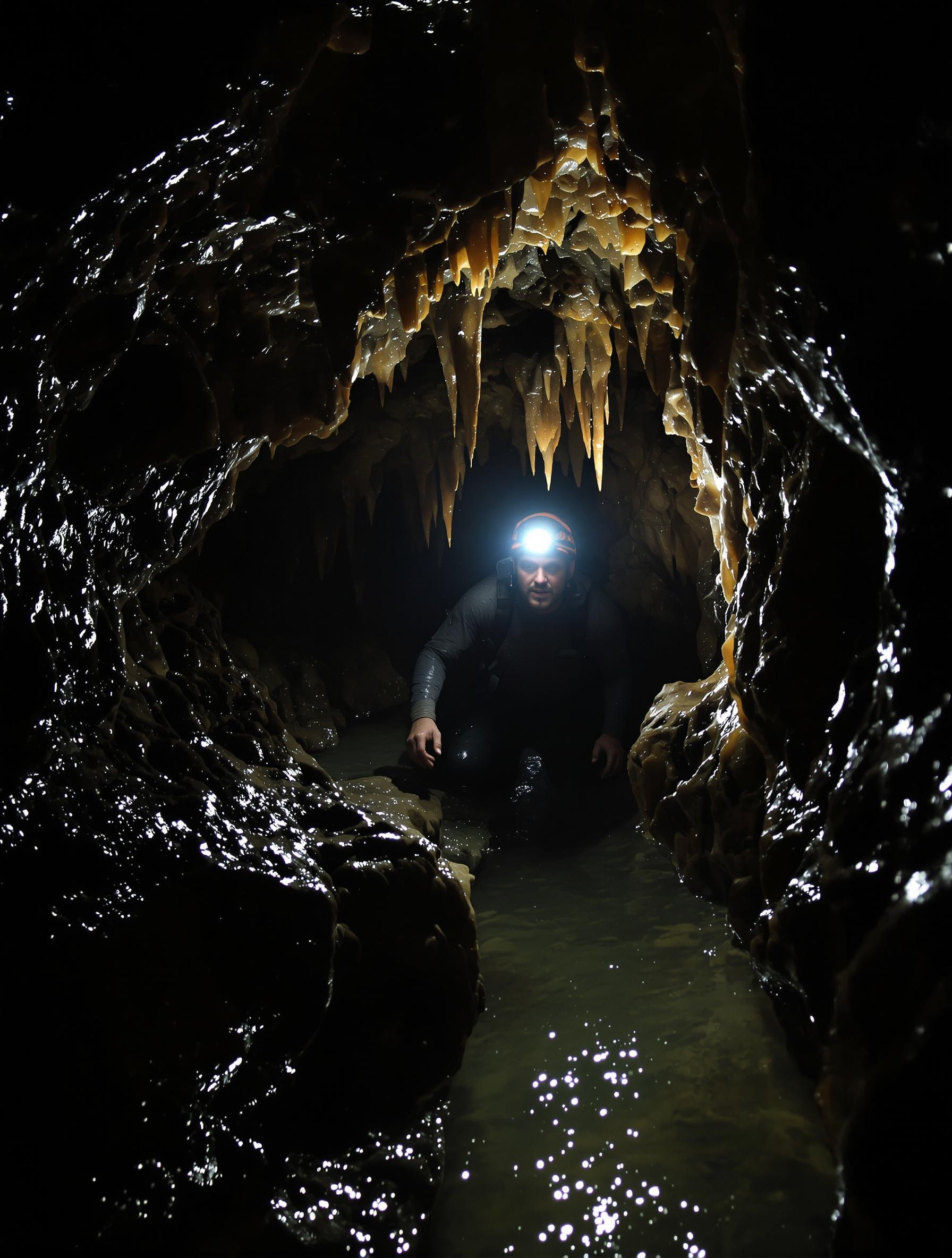 Spéléologue explorant la grotte de Nam Talu