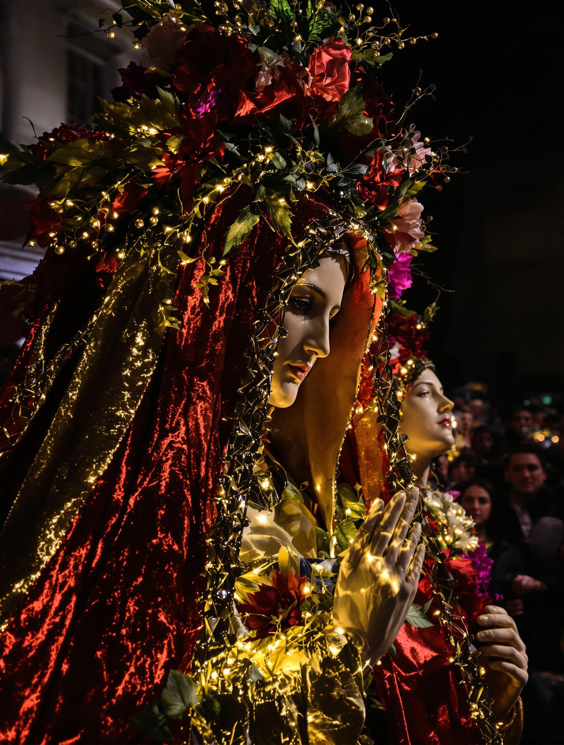 statue Misteri Processione nocturne émotions foule
