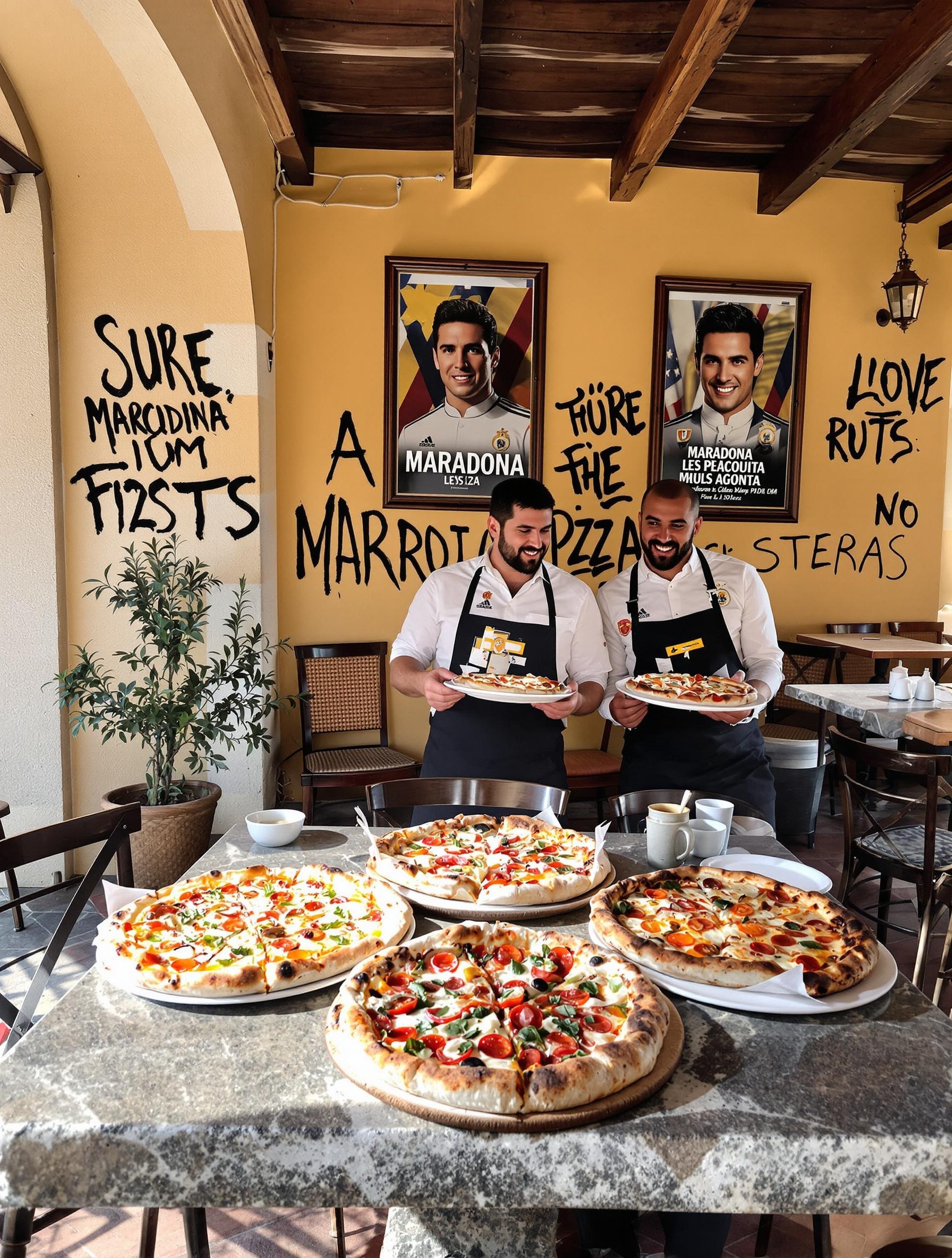 Trois pizzas napolitaines sur une table en pierre.