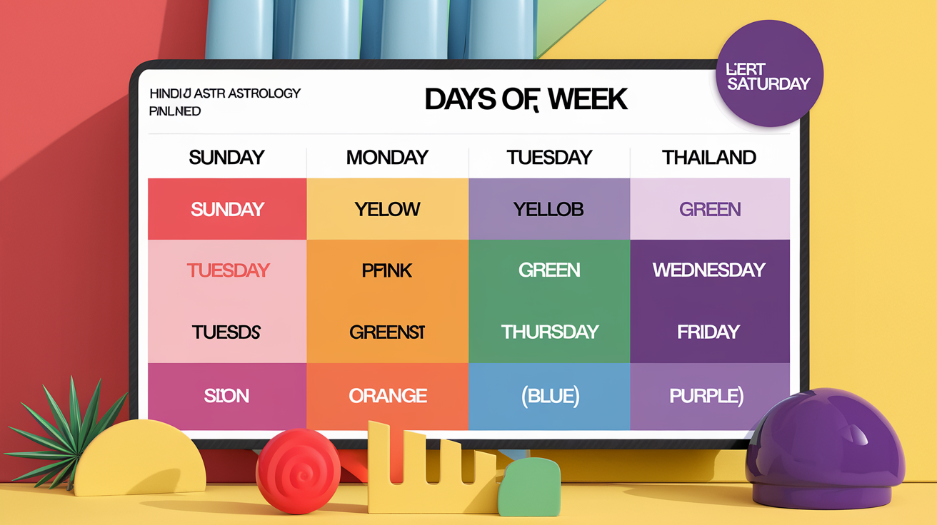 Tableau des couleurs astrologiques par jour en Thaïlande