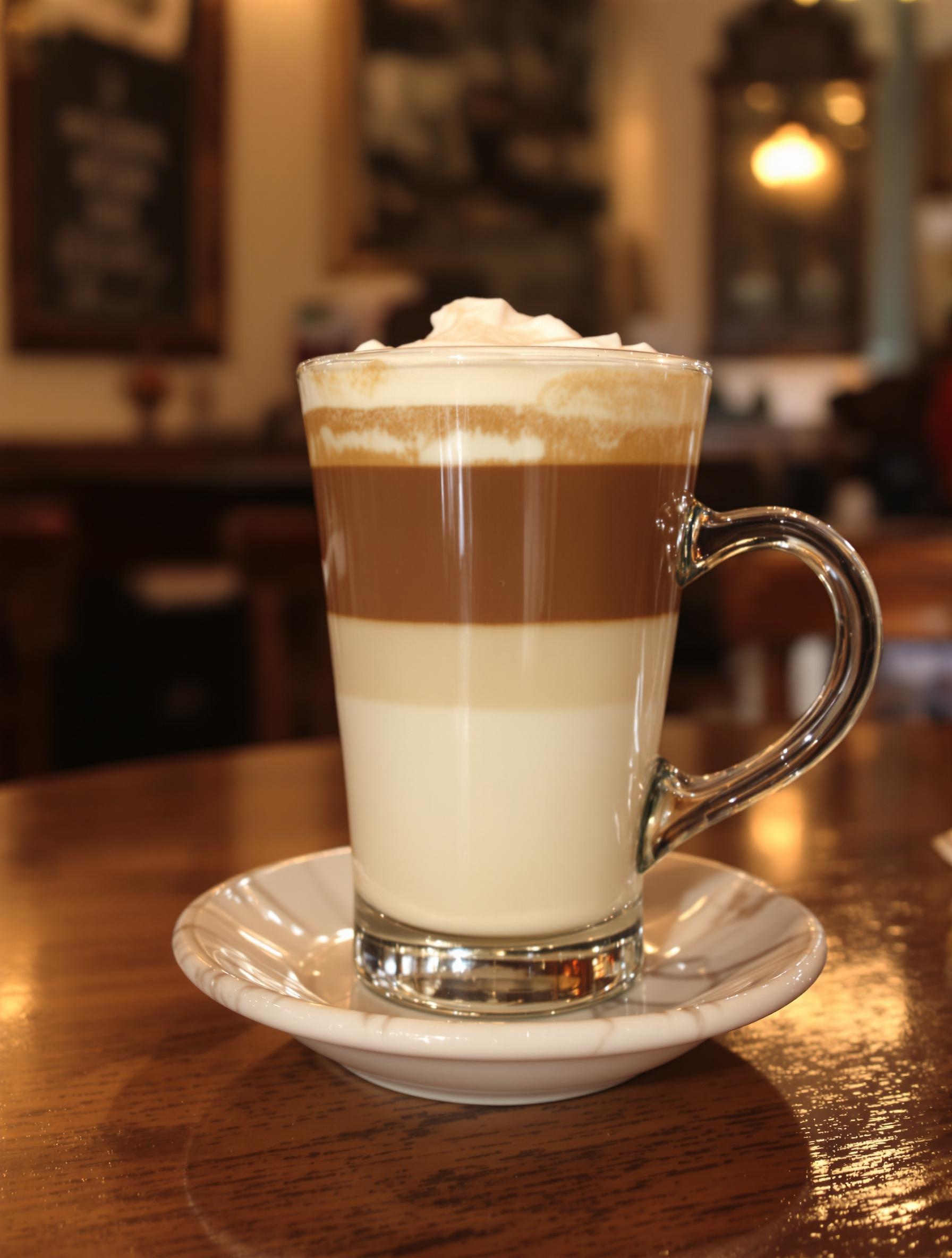 Bicerin traditionnel turinois en trois couches chocolat café crème