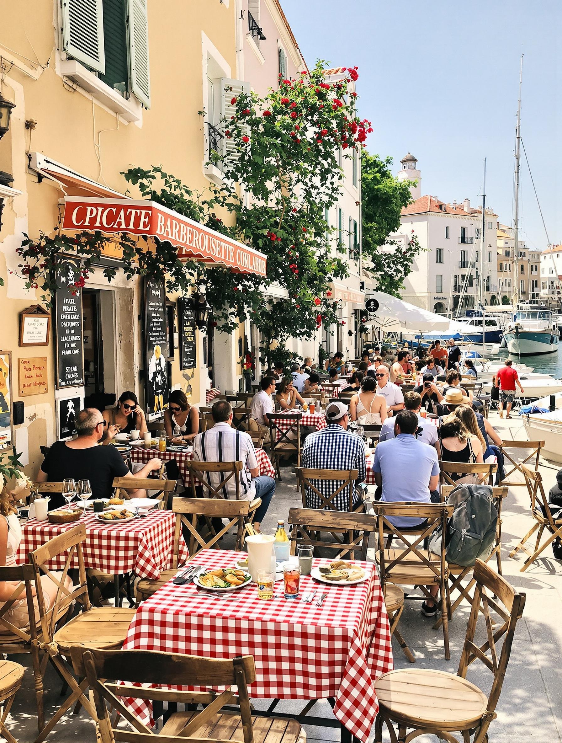Terrasse d’une brasserie au canal Royal à Sète