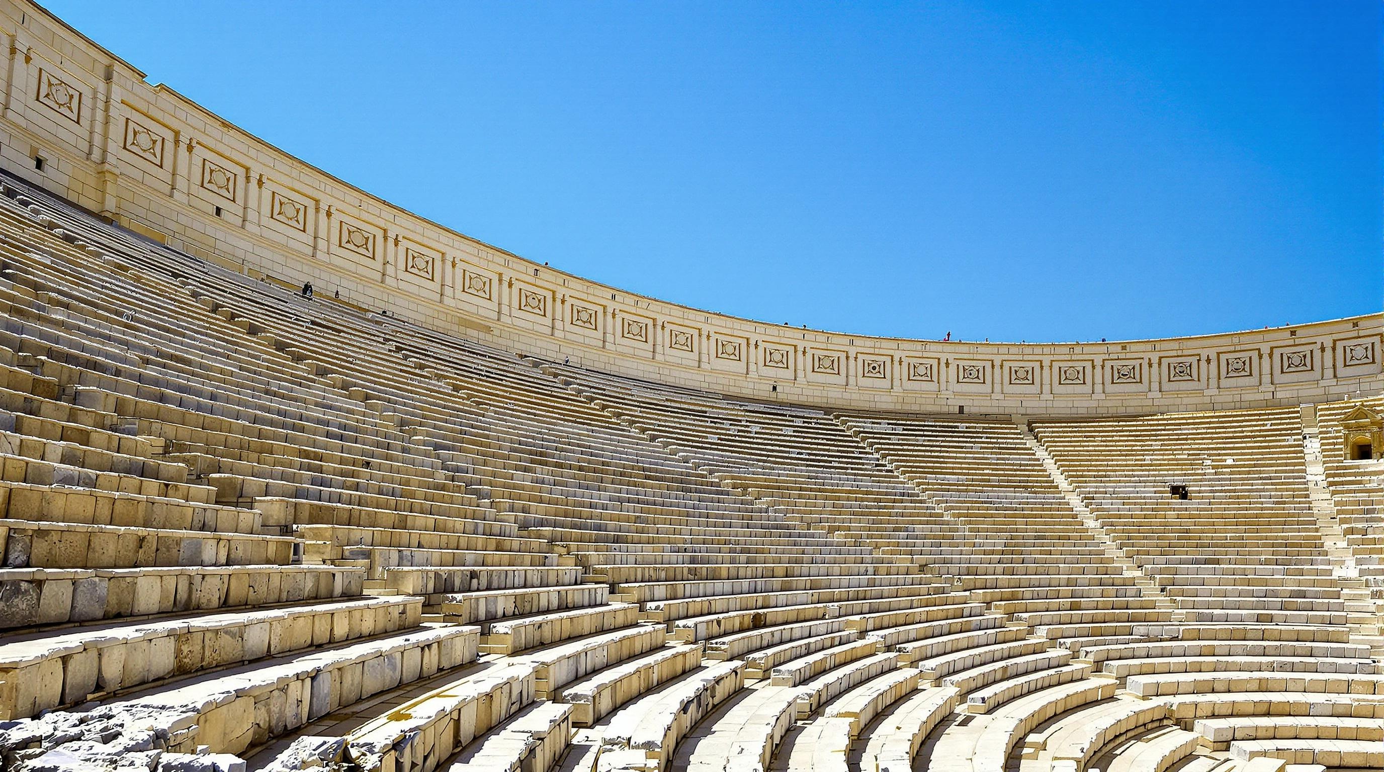 Photo du Théâtre grec de Neapolis en plein jour avec vue sur la cavea