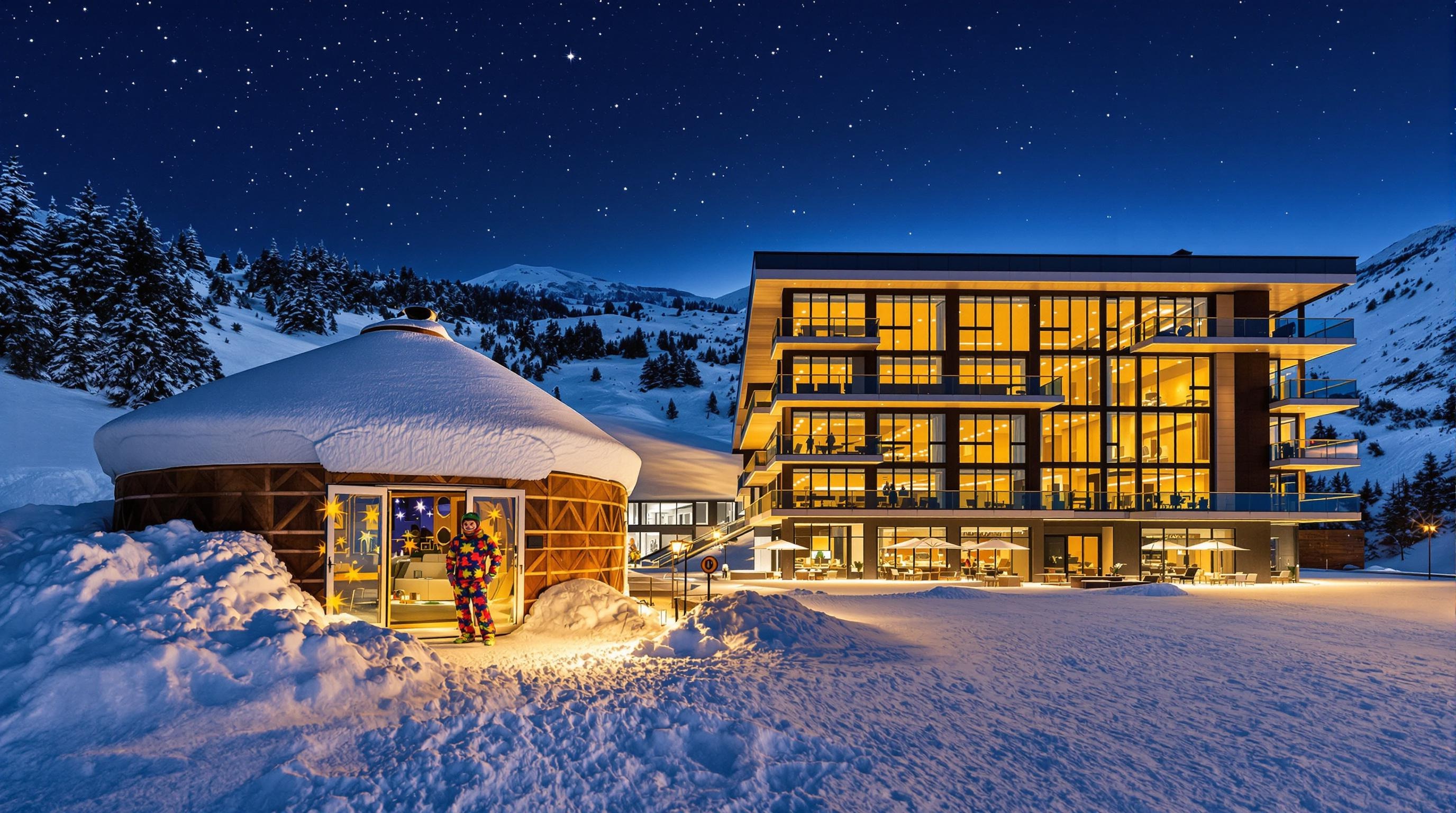 Hébergement absurde : yourte enfouie et hôtel design côte à côte sous les étoiles à Valfréjus