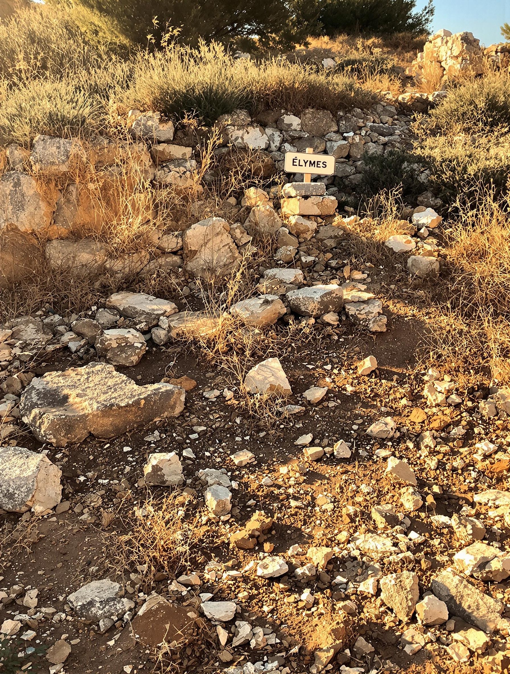 Vestiges archéologiques élymes romains Trapani pierres poteries terrain sec