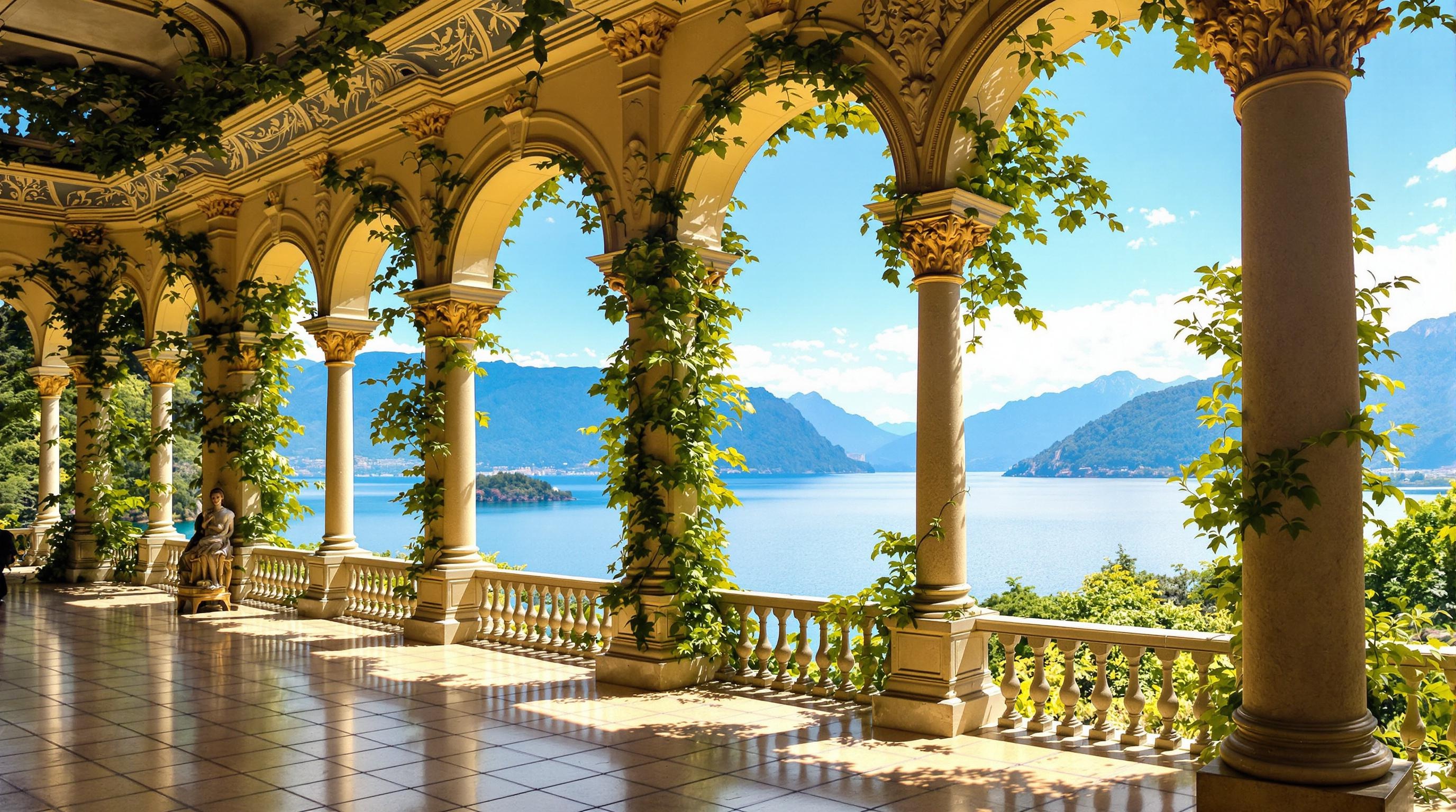 Loggia de la Villa Balbianello, lieu de tournage de Star Wars au lac de Côme