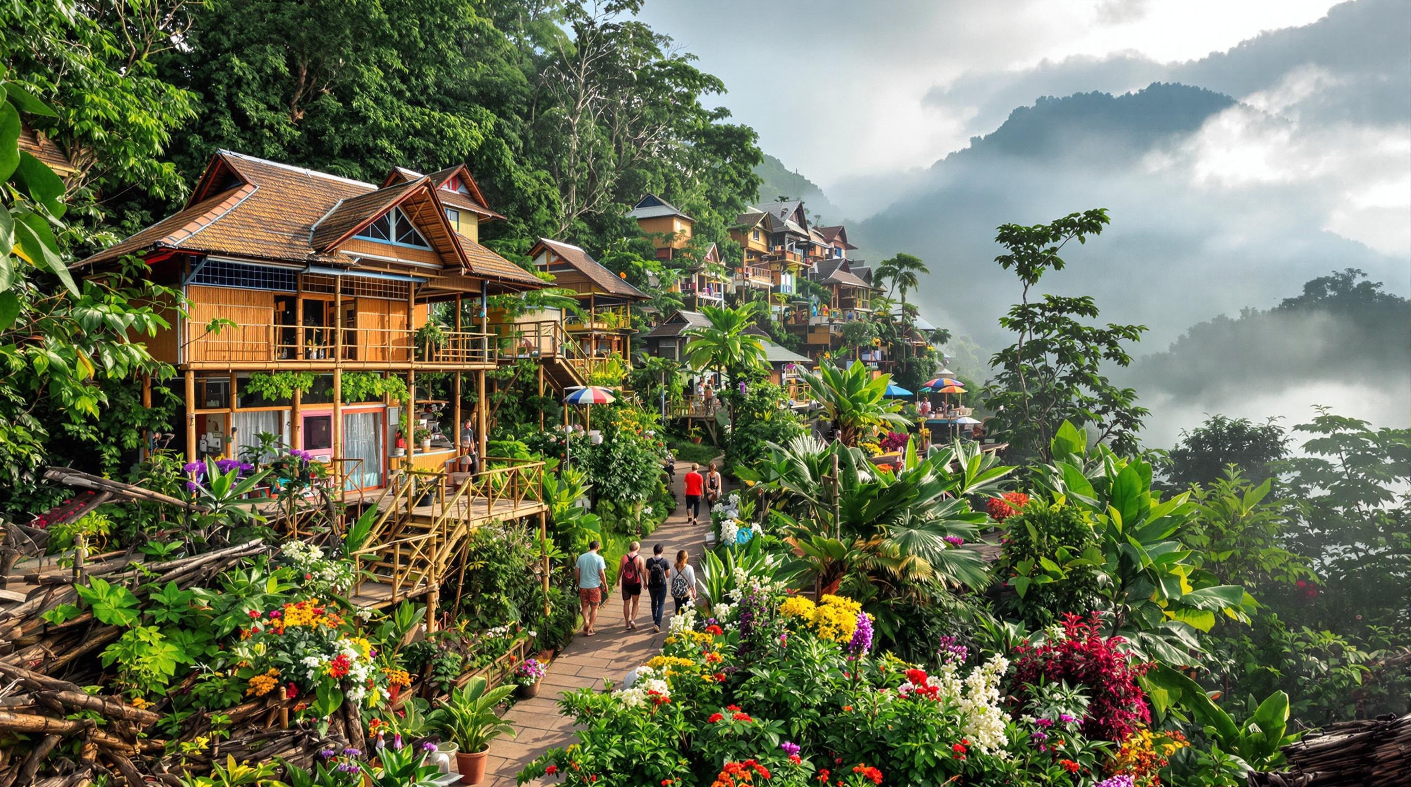 Village hippie de montagne à Pai, Thaïlande
