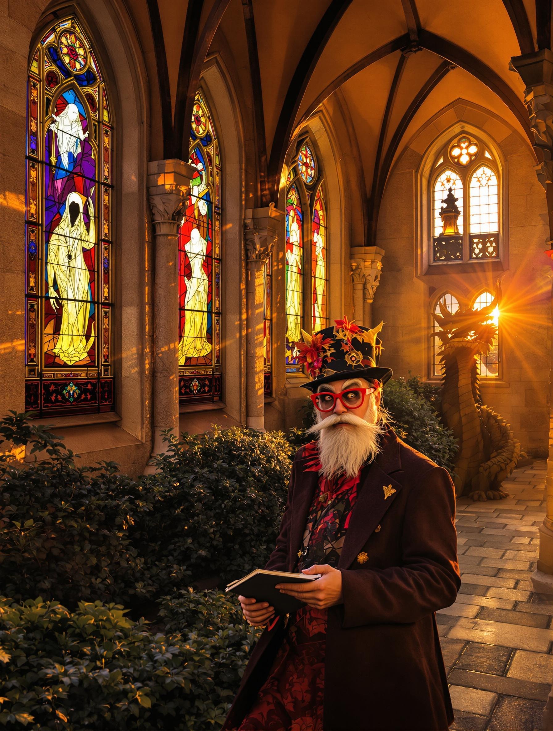 Visiteur extravagant croisant fantômes et dragon aux Cloisters