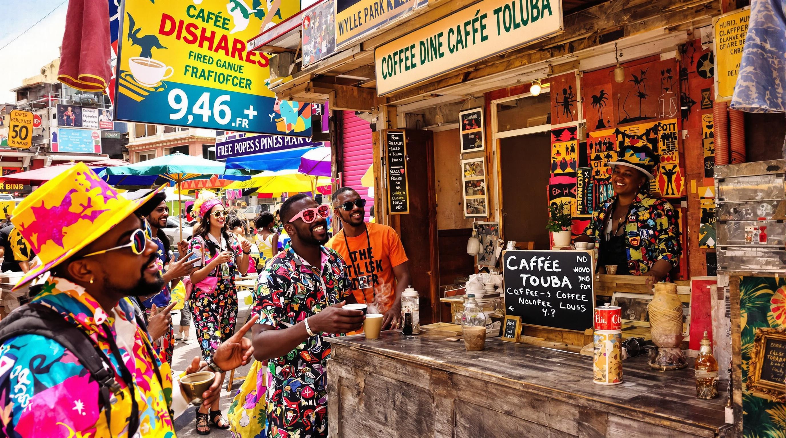 Scène burlesque d'apprentissage du wolof en commandant un café Touba à Dakar