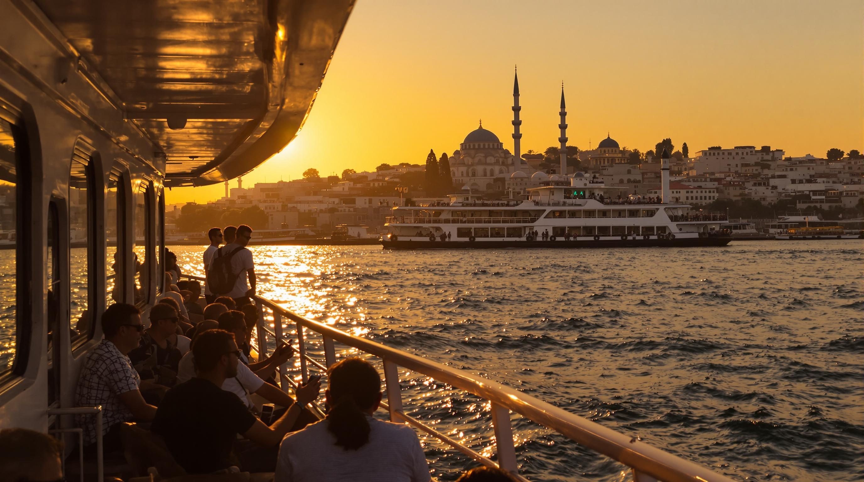 Vue depuis un ferry sur la rive asiatique du Bosphore à Istanbul