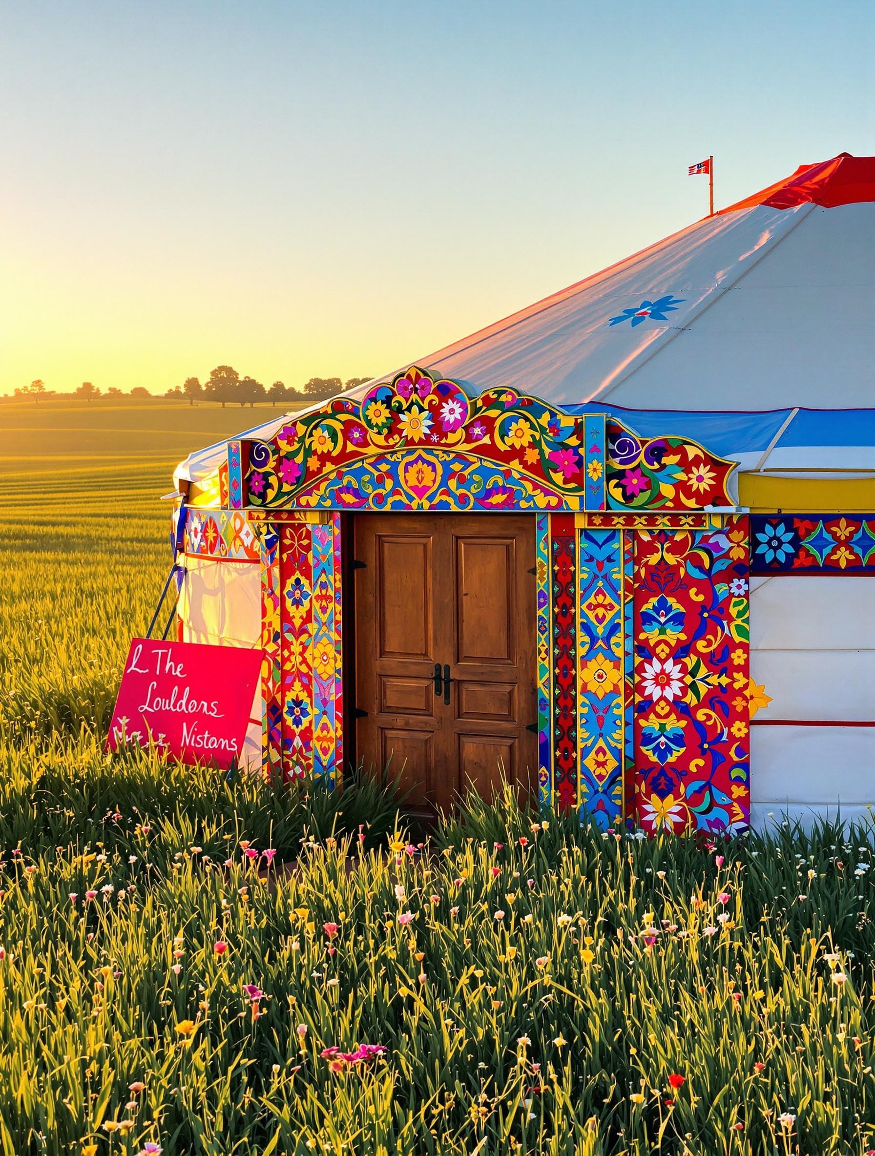 Yourte mongole en Val de Loire au lever du soleil